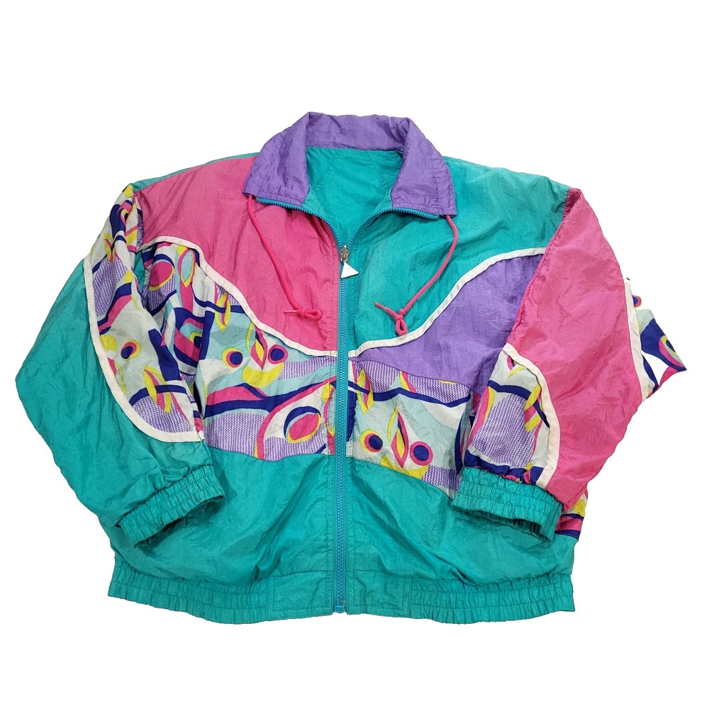 Vtg Reversible Nylon Windbreaker Jacket Casual Isle 8? colorblock 80s 90s